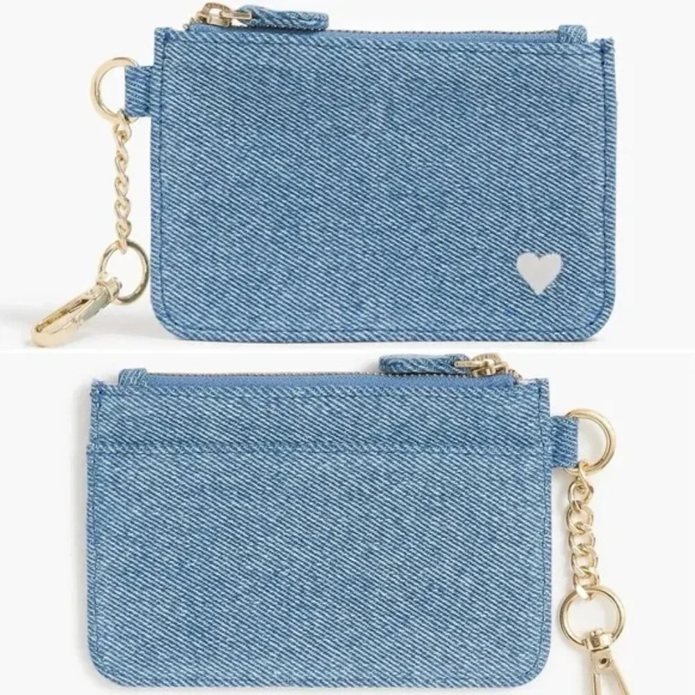 J. Crew Chambray Heart Card Wallet/NWT